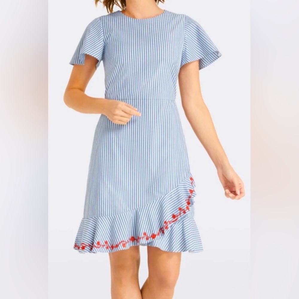 Draper James Embroidered Faux Wrap Dress